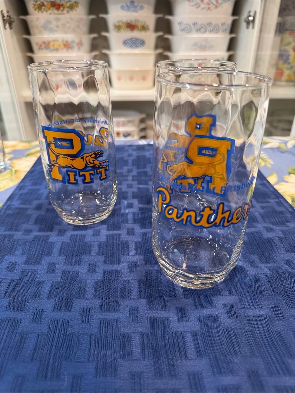 Set of 3 Libbey Clear Glasses Vintage University of Pittsburgh Panthers